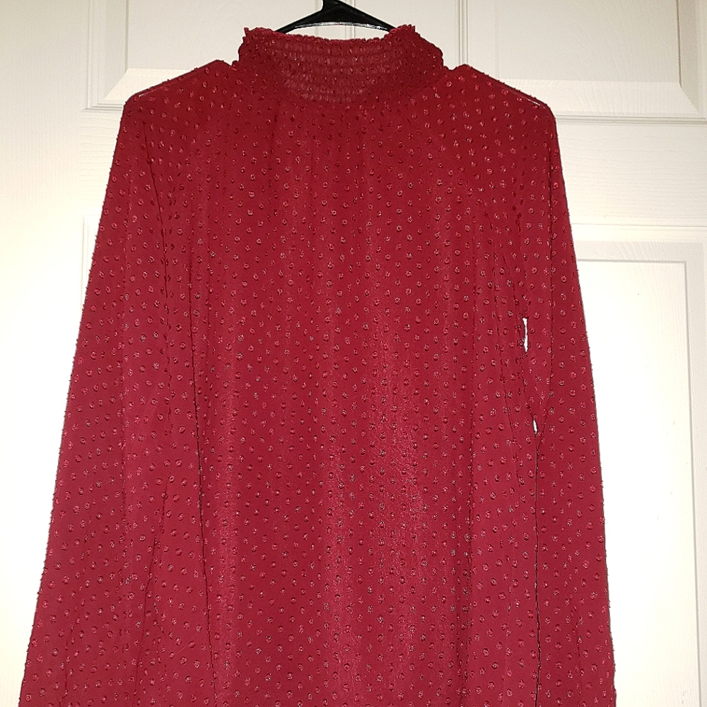 Red burgundy sheer Daisy Fuentes blouse